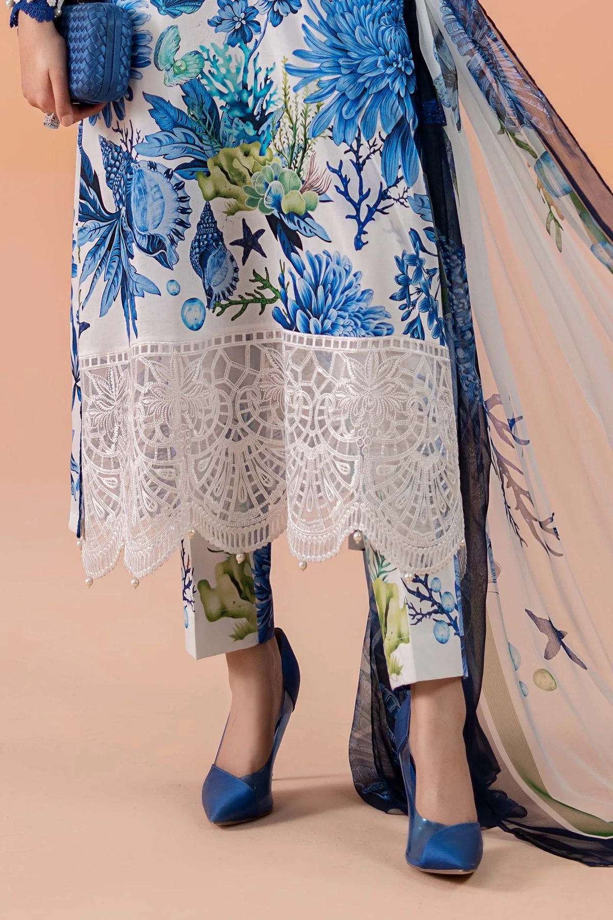 M.B Lawn Unstitched three-piece Suit #5A