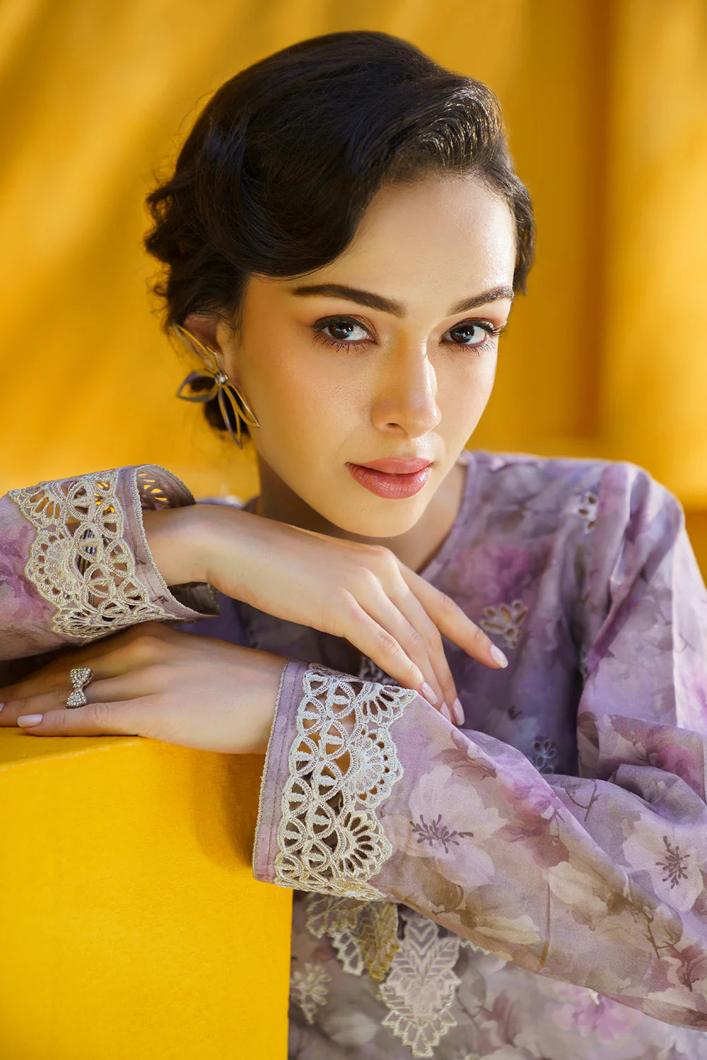 BRQ Chikan kari Lilac Pure Lawn New Arrival 3pc ;D#007