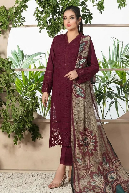 M.B Lawn Unstitched three-piece Suit