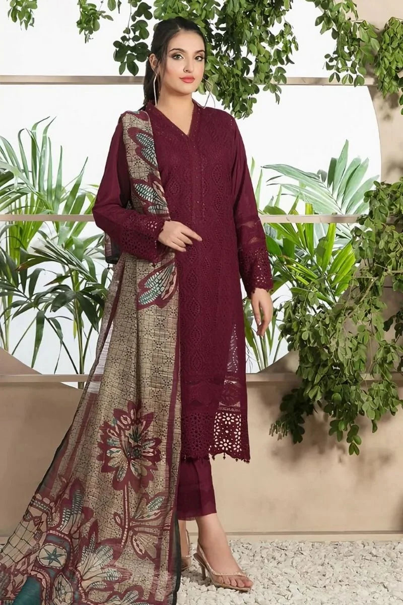 M.B Lawn Unstitched three-piece Suit