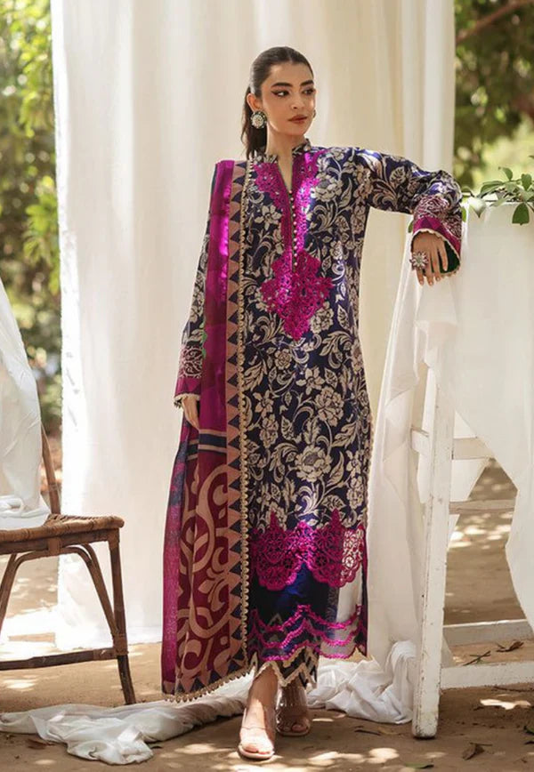 ZNB CHTANI Lawn Unstitched three-piece With Embroided Patch