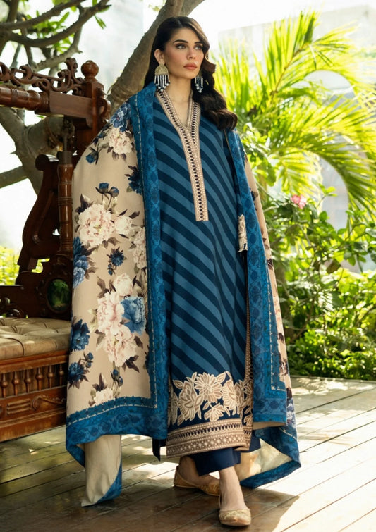 ZNB CHTANI Lawn Unstitched three-piece With Embroided Patch