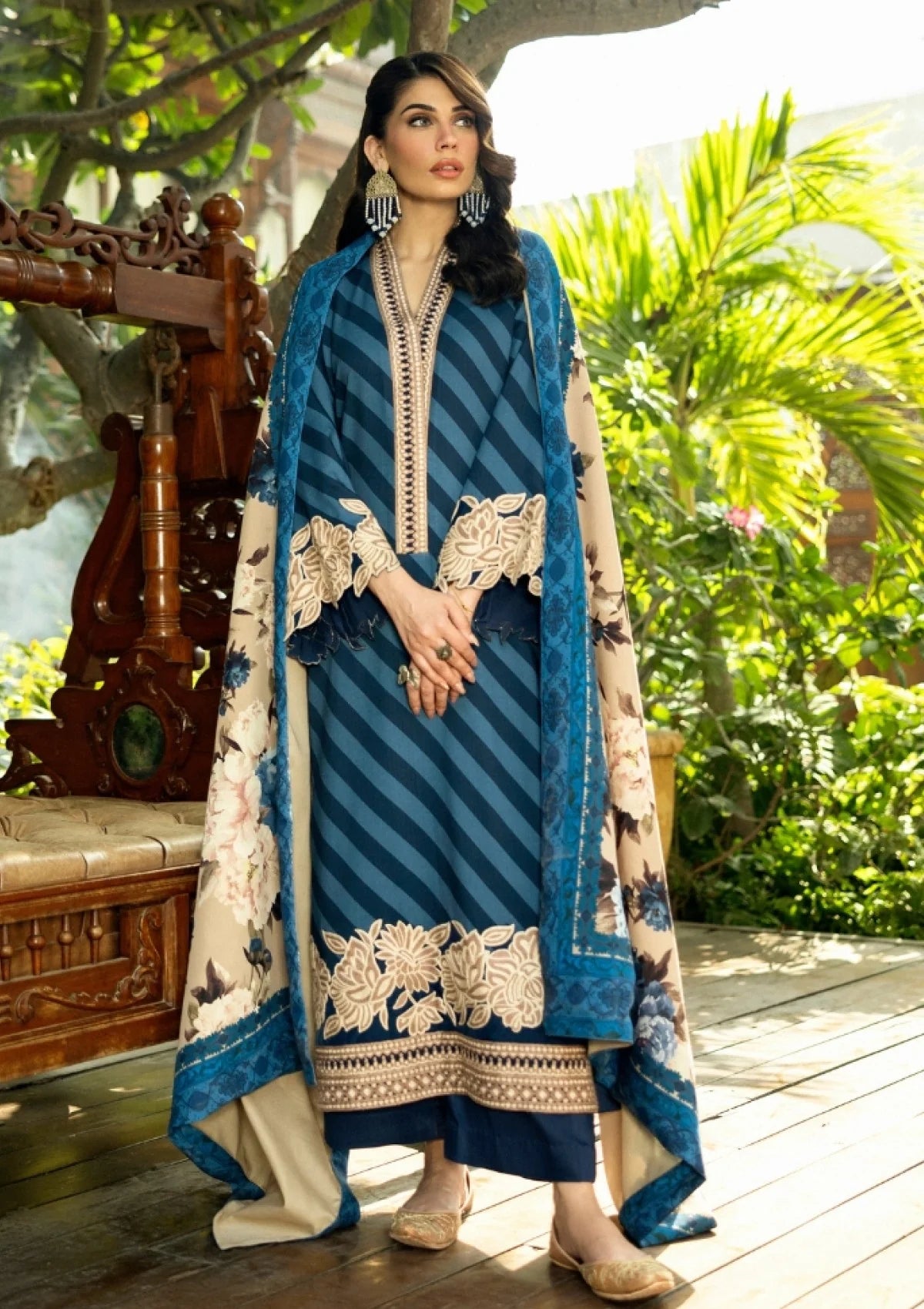 ZNB CHTANI Lawn Unstitched three-piece With Embroided Patch