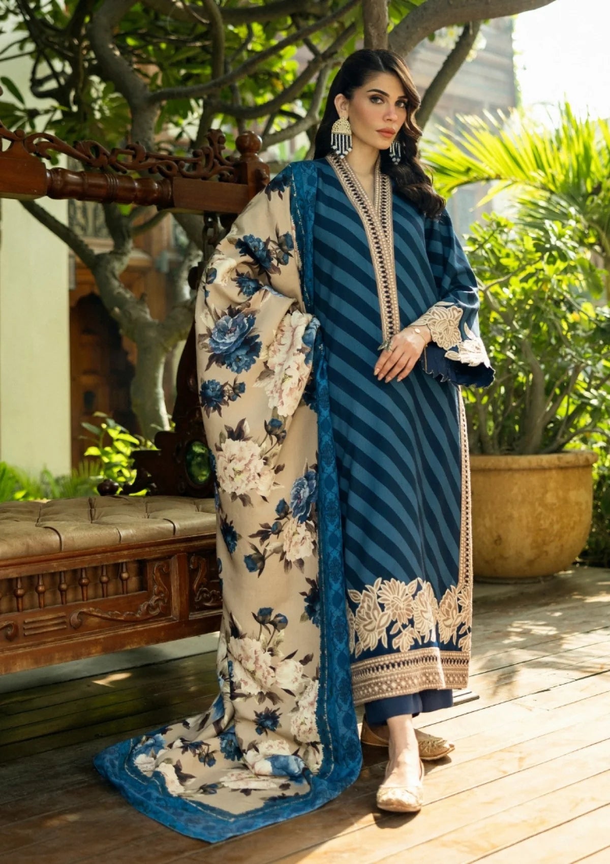 ZNB CHTANI Lawn Unstitched three-piece With Embroided Patch