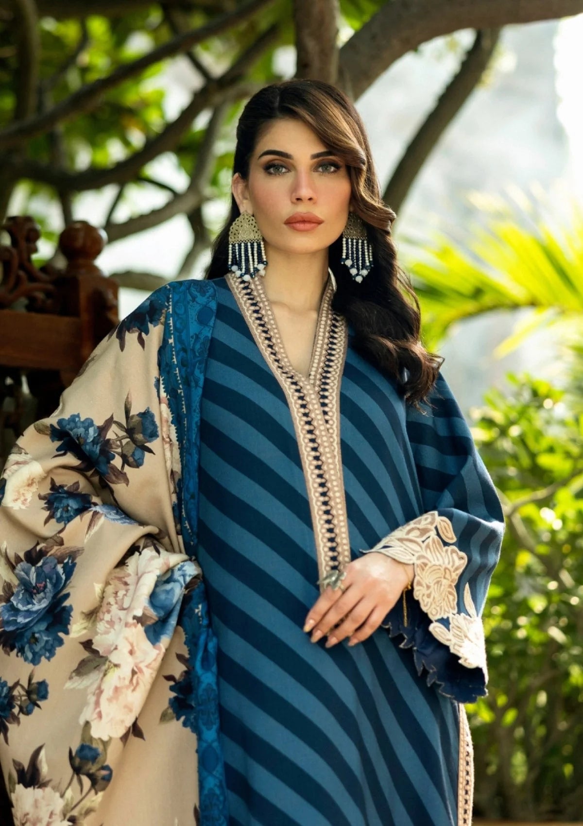 ZNB CHTANI Lawn Unstitched three-piece With Embroided Patch
