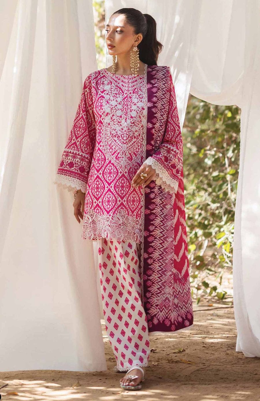 ZNB CHTANI Lawn Unstitched three-piece With Embroided Patch
