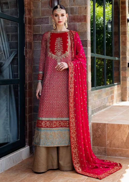 MRYM & MRIA Embroided Patch 3pc Lawn With Bamber Chiffon Embroided Duppta