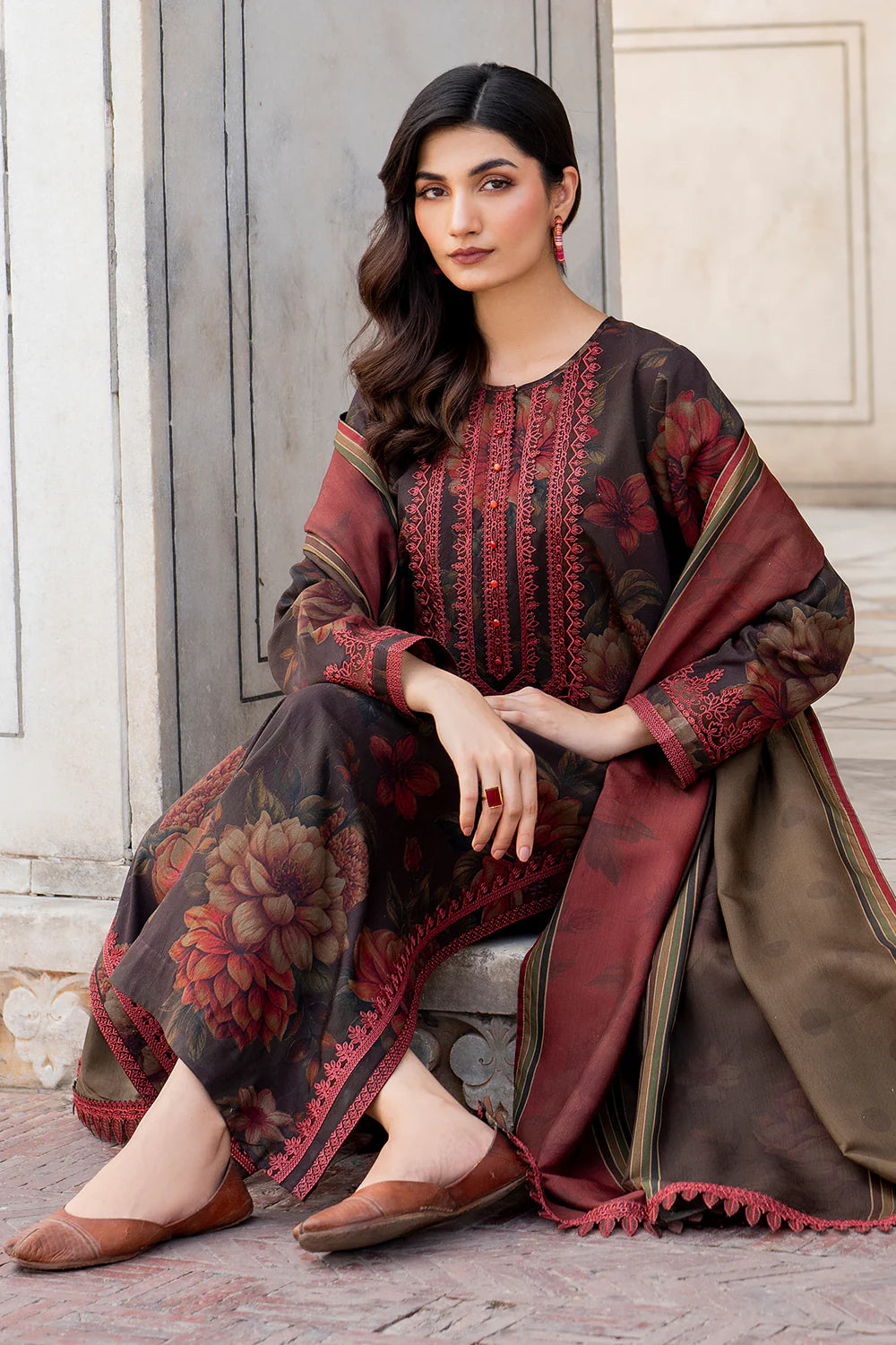 3 Piece - Unstitched Digital Printed  Fabric BK-192