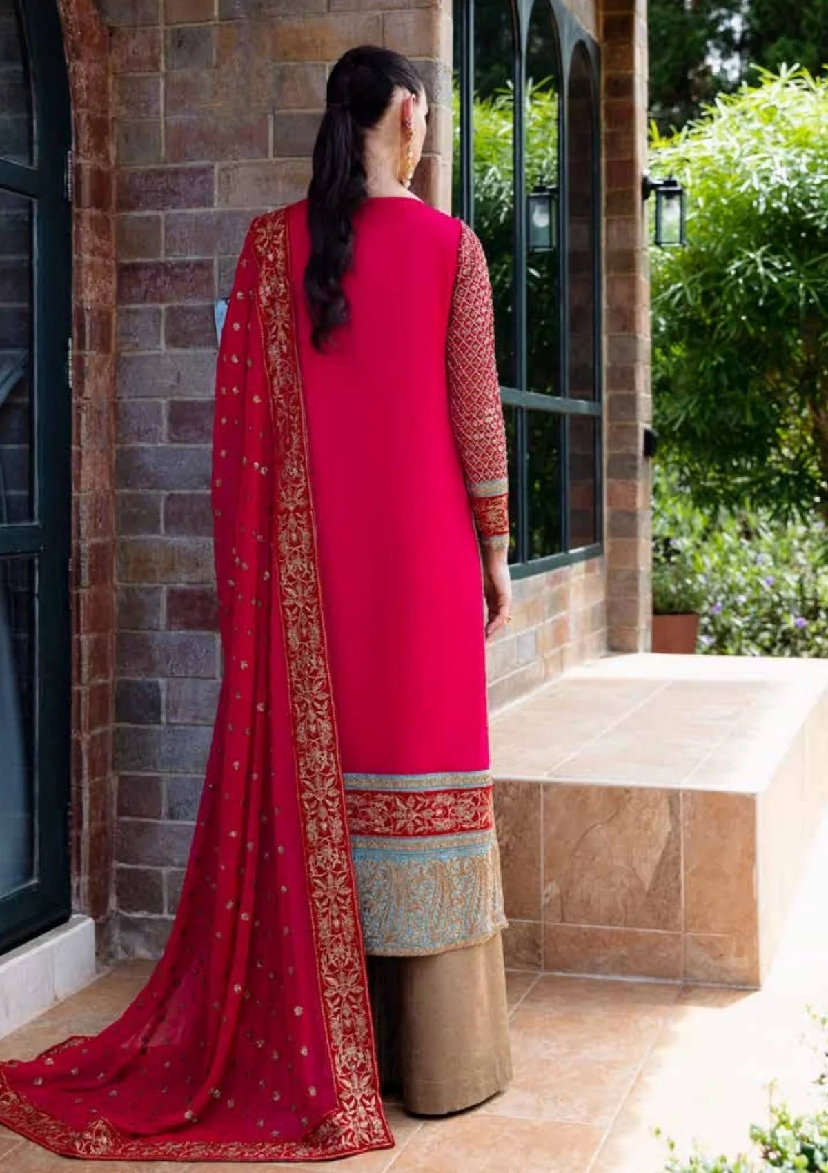 MRYM & MRIA Embroided Patch 3pc Lawn With Bamber Chiffon Embroided Duppta