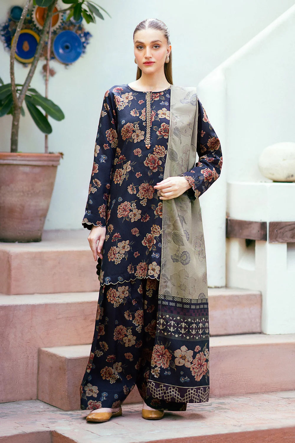 BRQ Digtal Printed 3pc Lawn With Lawn Dupatta