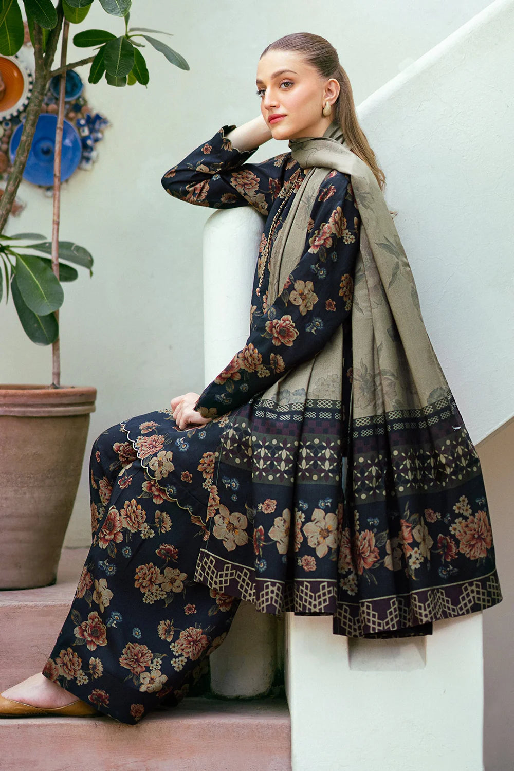 BRQ Digtal Printed 3pc Lawn With Lawn Dupatta