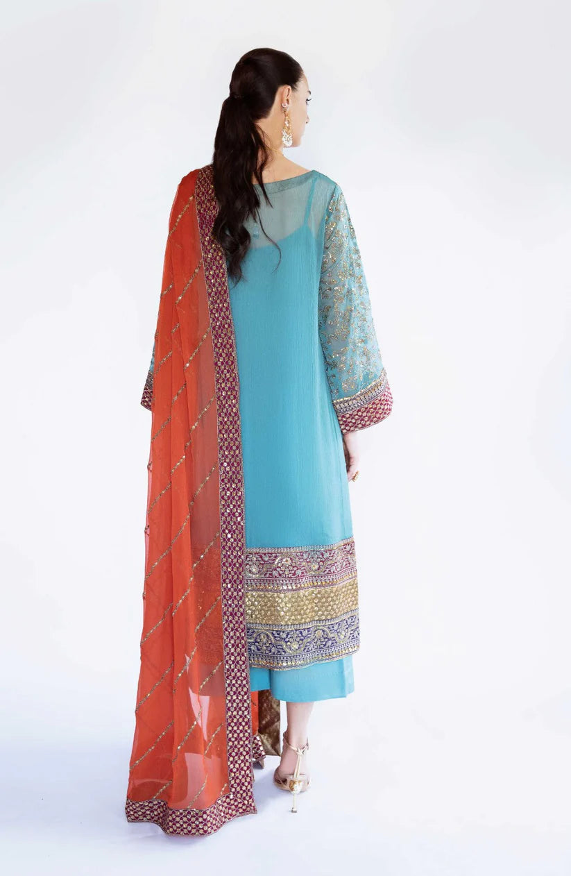 MRYM & MRIA Embroided Patch 3pc Lawn With Bamber Chiffon Embroided Duppta