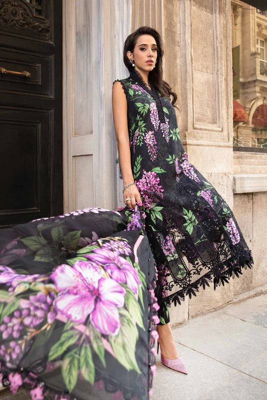 BRQ Lawn Unstitched three-piece With Embroided Patch