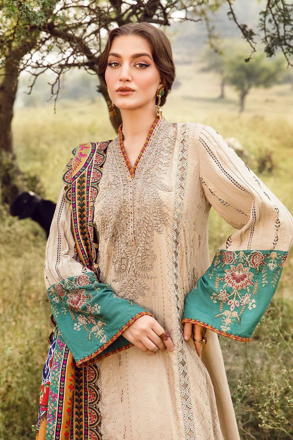 M.B Lawn Unstitched three-piece Suit