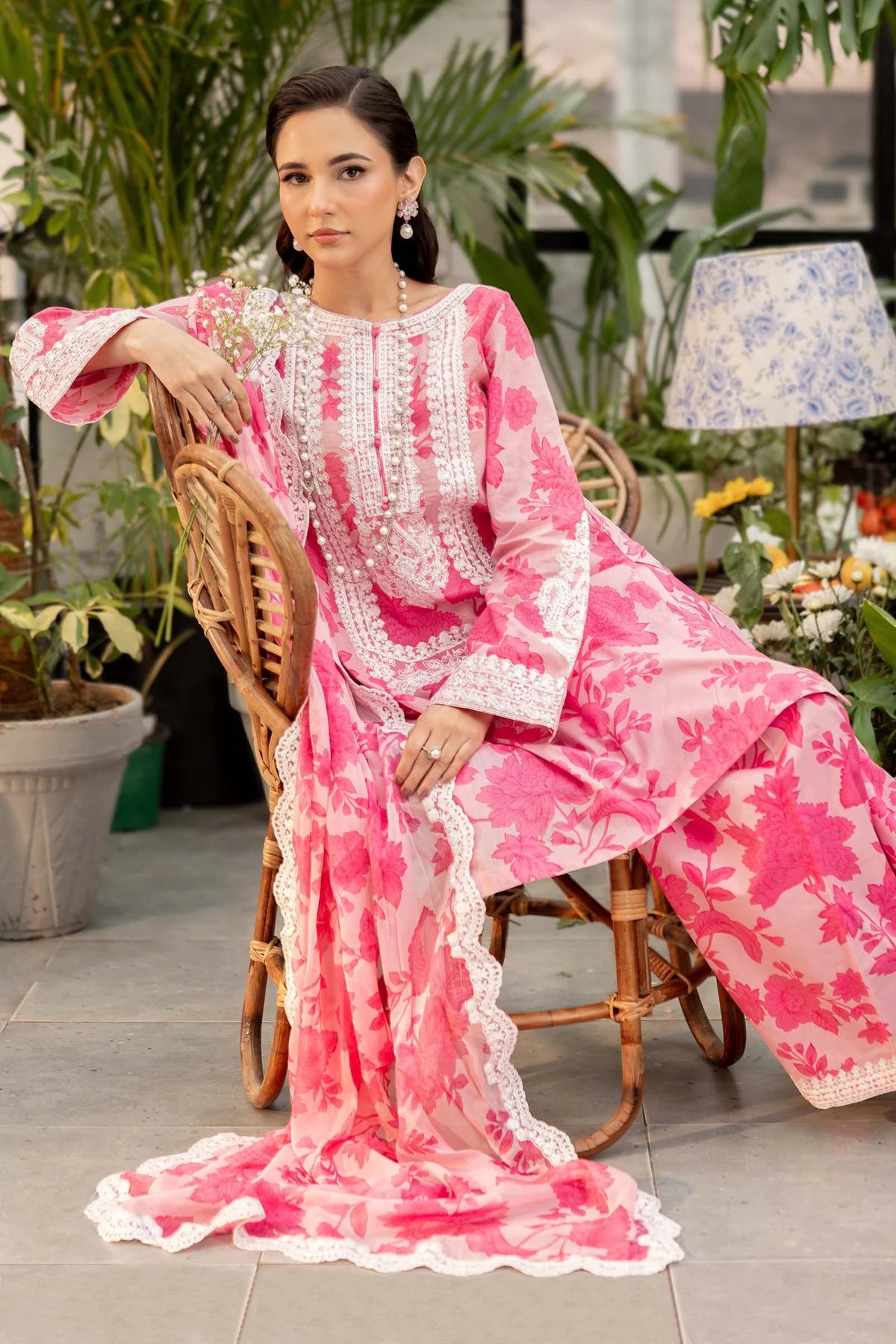 M.B Lawn Unstitched three-piece Suit
