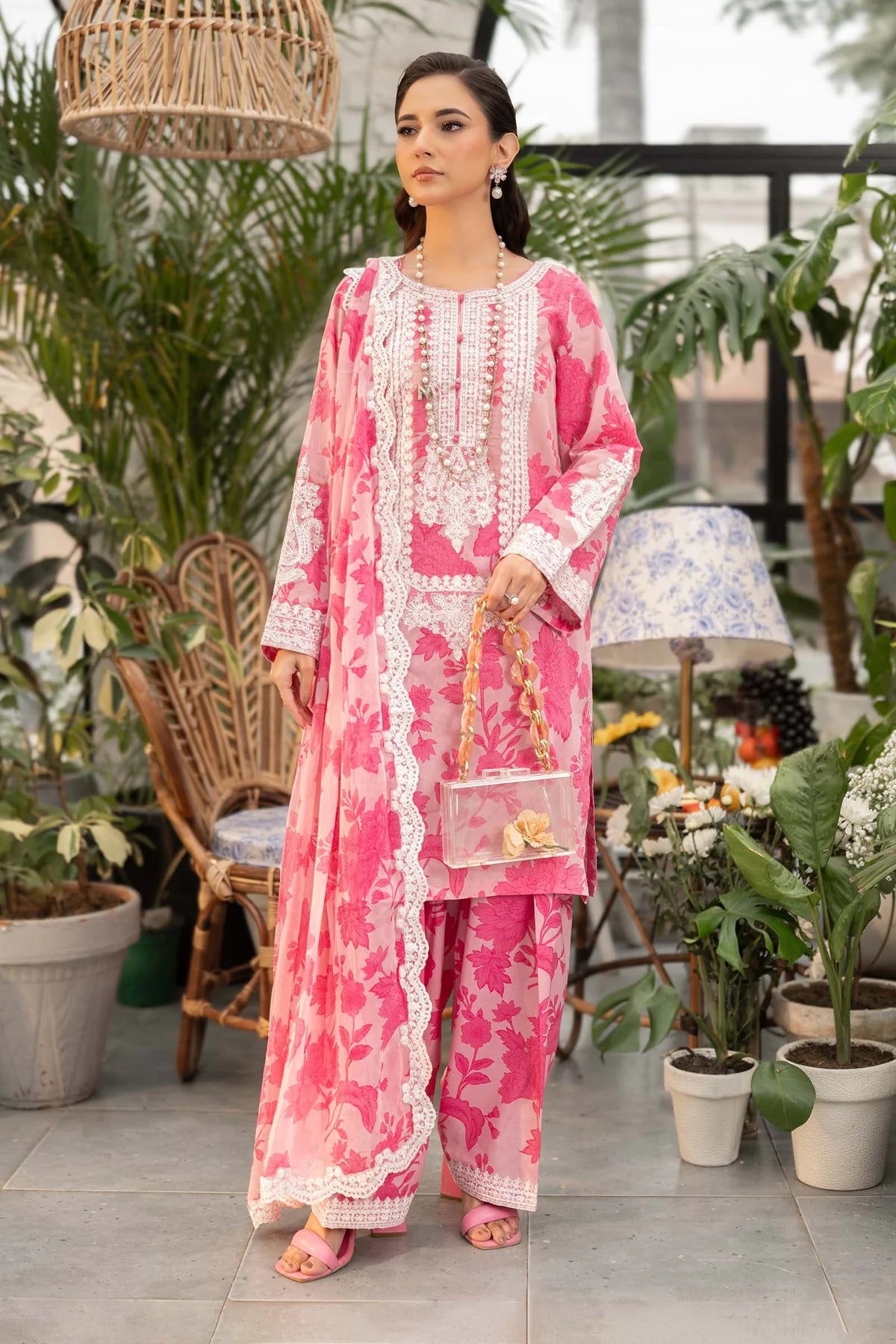 M.B Lawn Unstitched three-piece Suit