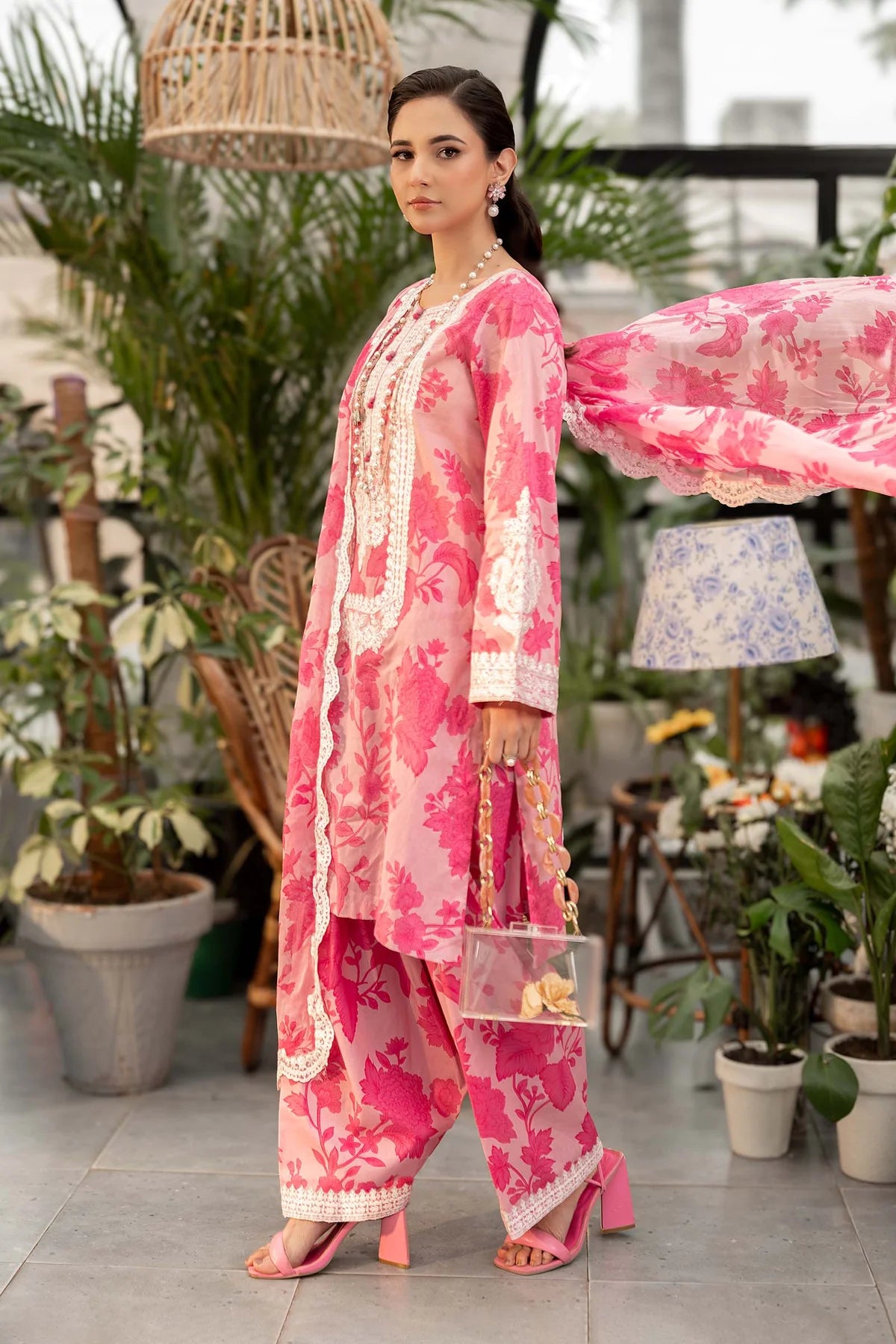 M.B Lawn Unstitched three-piece Suit