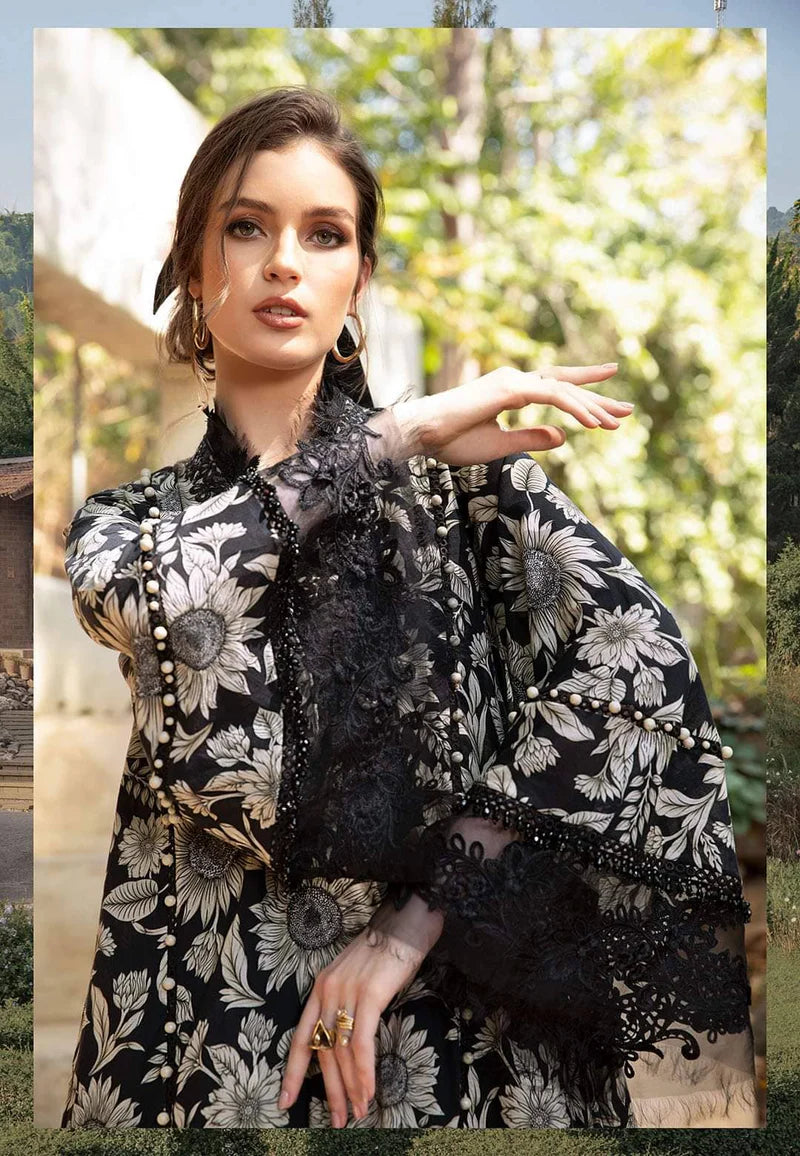 M.B Lawn New Arrival 3pc Suit With Chiffon Dupatta