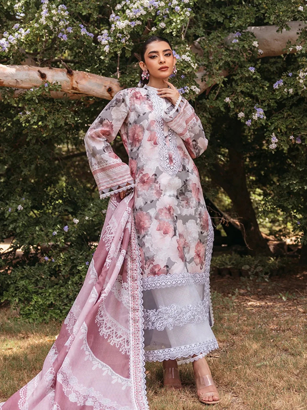 ZNB CHTANI Lawn Unstitched three-piece With Embroided Patch