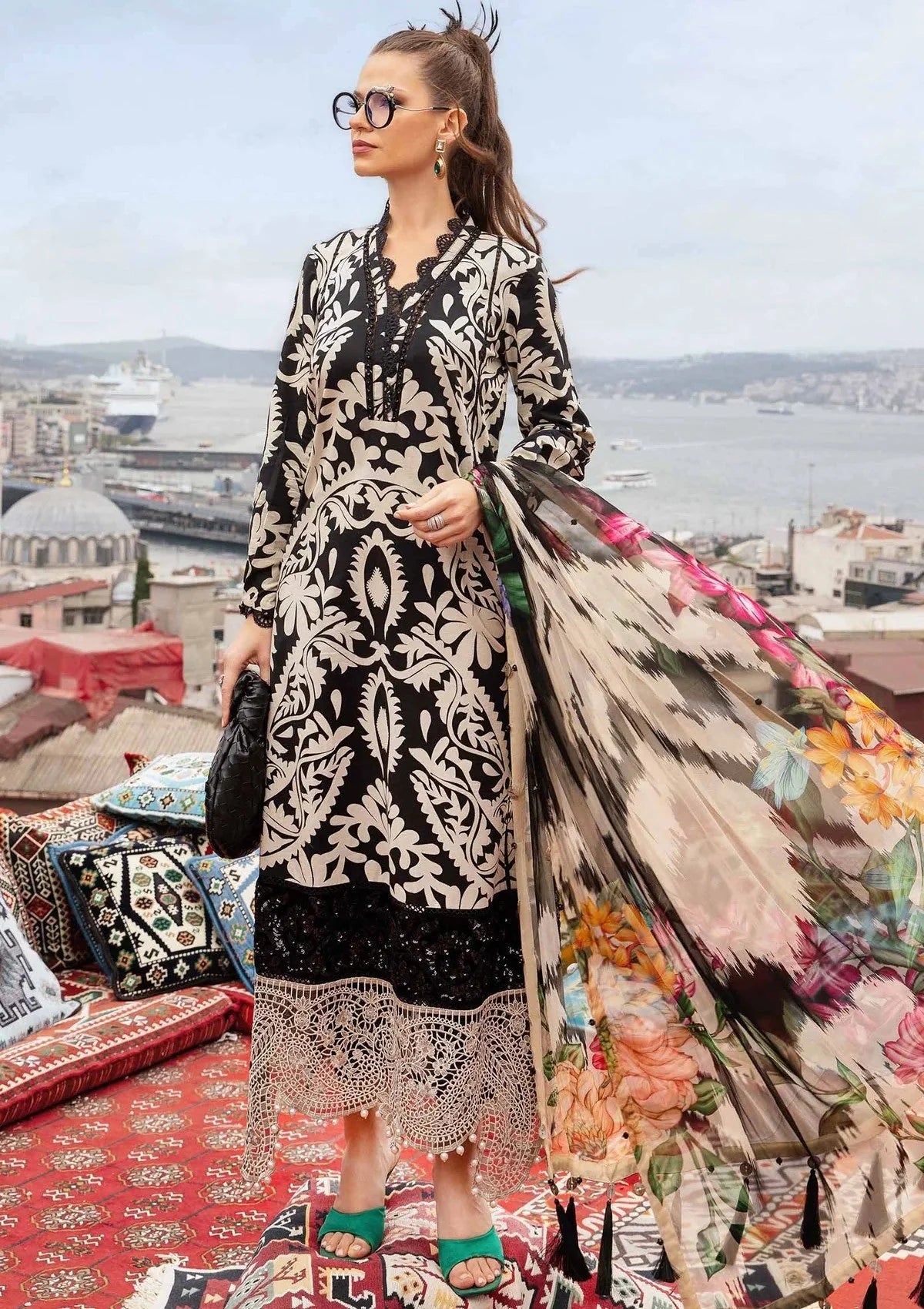M.B Lawn Unstitched three-piece Suit.