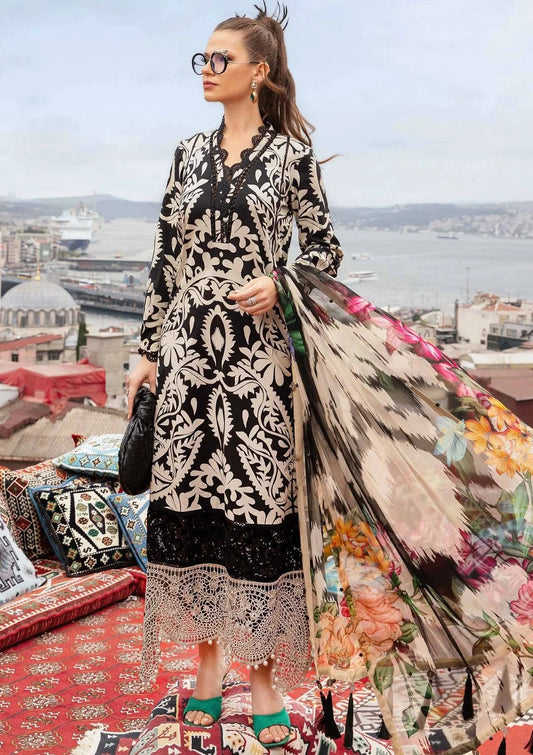 M.B Lawn Unstitched three-piece Suit.