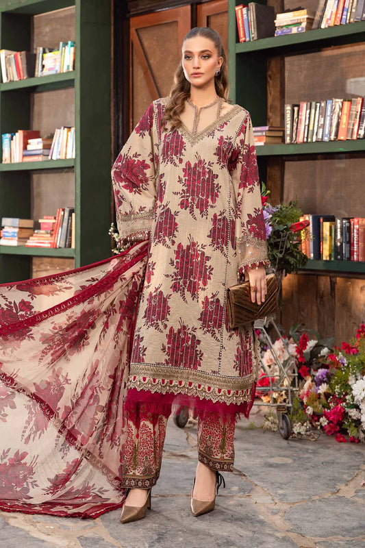 M.B Lawn Unstitched three-piece Suit