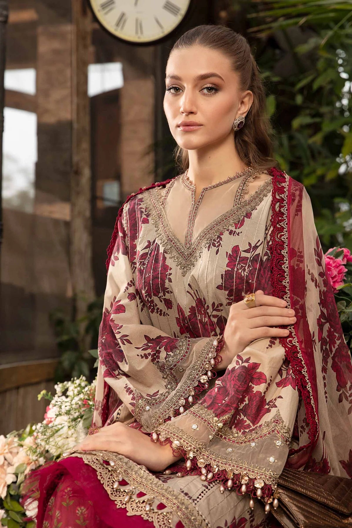 M.B Lawn Unstitched three-piece Suit