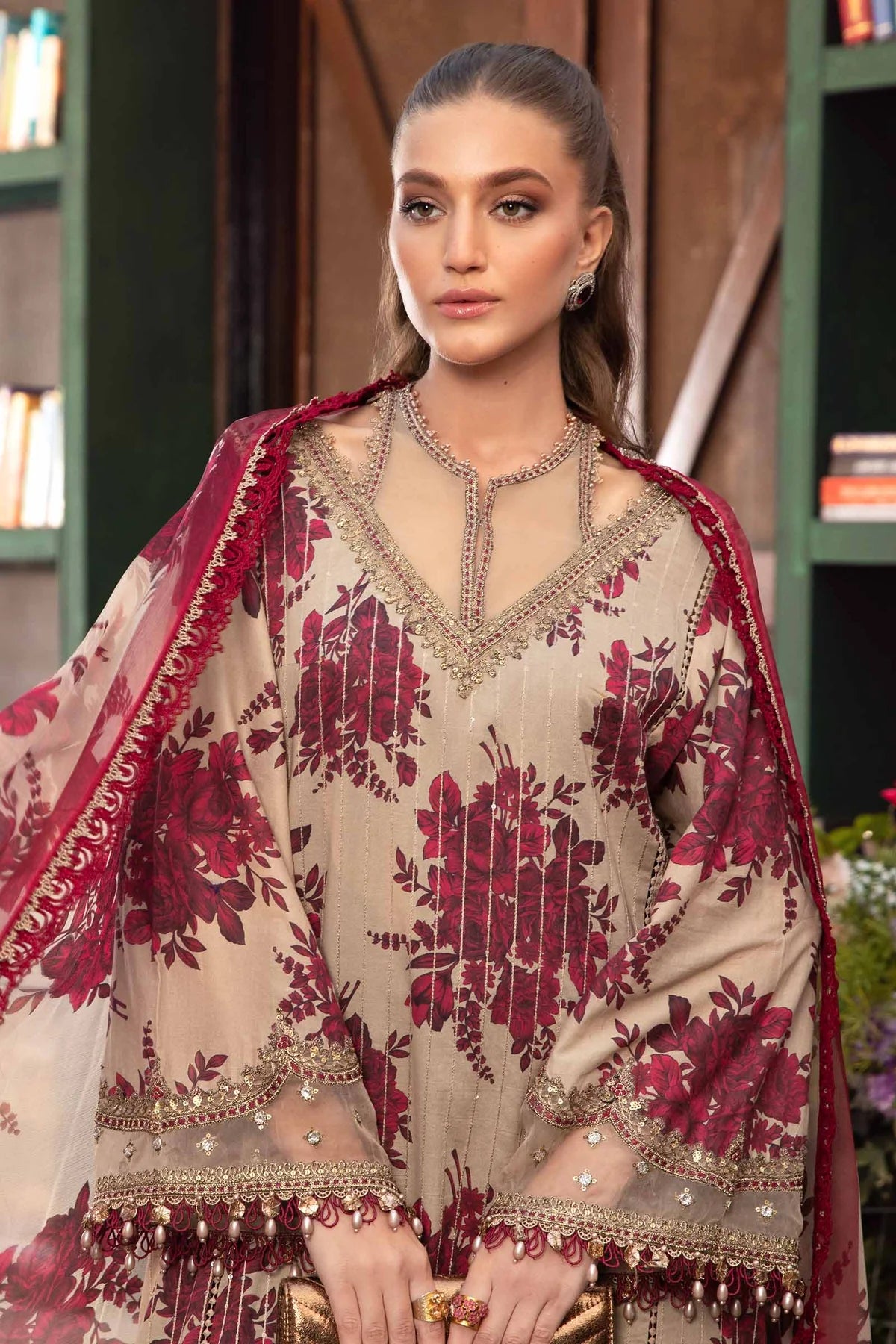 M.B Lawn Unstitched three-piece Suit