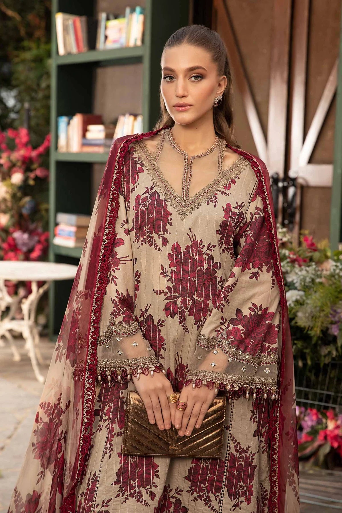M.B Lawn Unstitched three-piece Suit