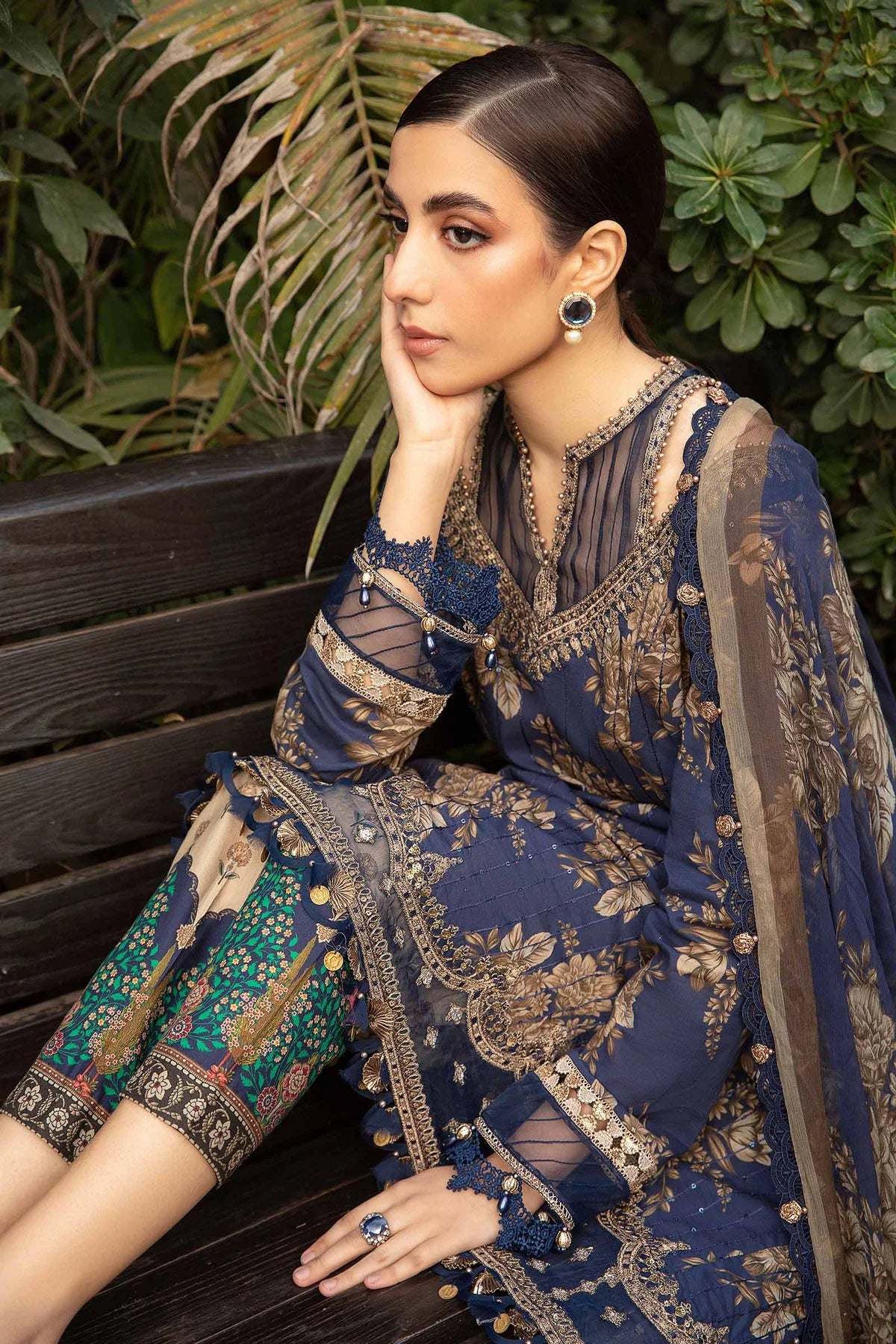 M.B Lawn Unstitched three-piece Suit