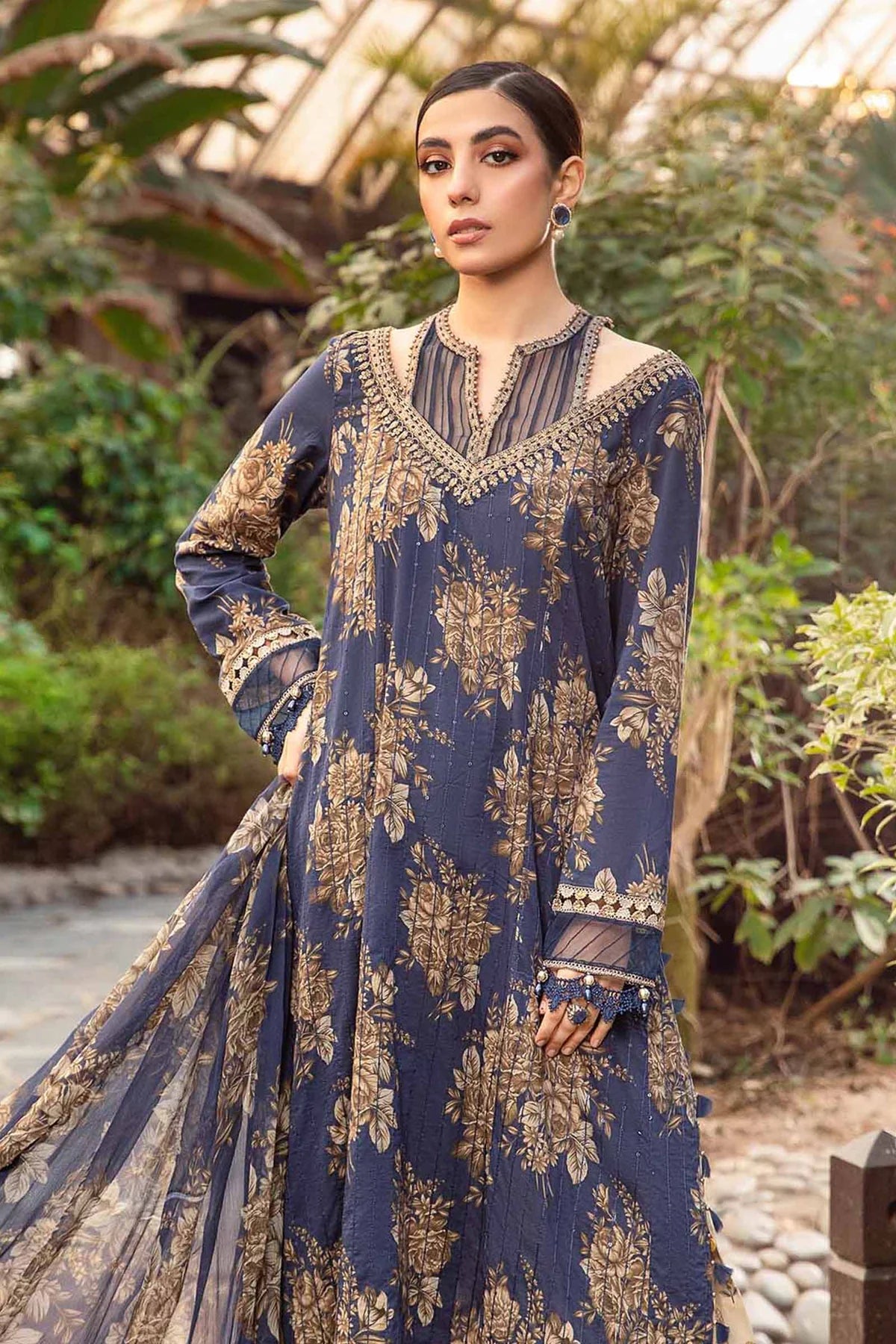 M.B Lawn Unstitched three-piece Suit