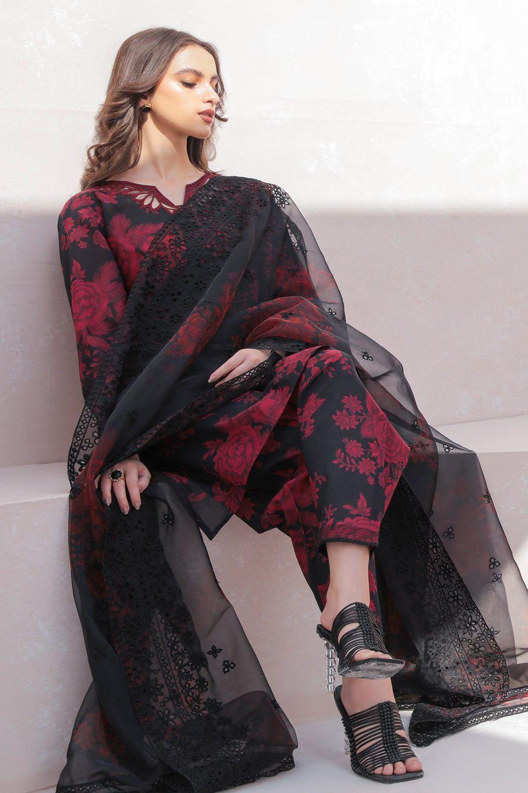Baroque Fabric Dhanak Airjet 3 Piece Shirt Trousers Dupatta | RR-842