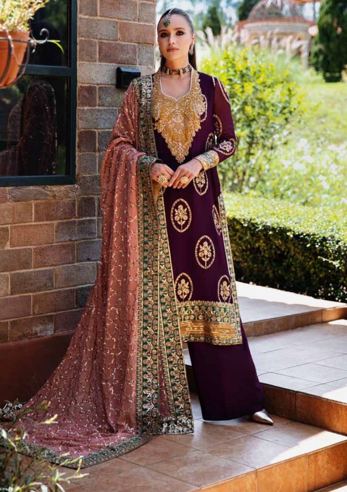 MRYM & MRIA Embroided Patch 3pc Lawn With Bamber Chiffon Embroided Duppta