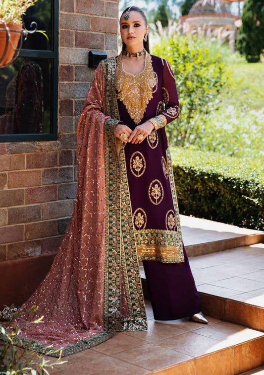 MRYM & MRIA Embroided Patch 3pc Lawn With Bamber Chiffon Embroided Duppta