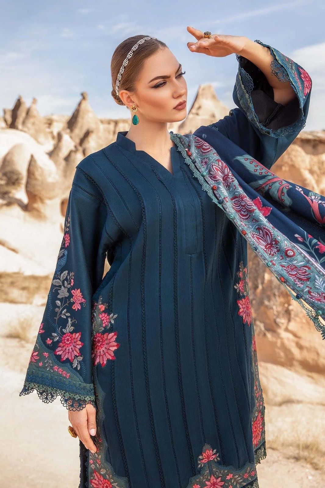 M.B Lawn Unstitched three-piece Suit