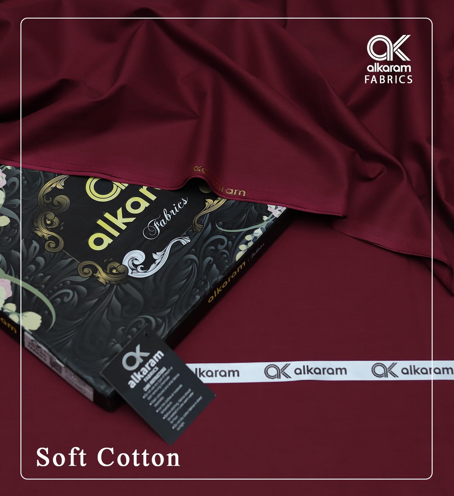 Alkaram Soft Cotton (Unstitched) Suit Red Color