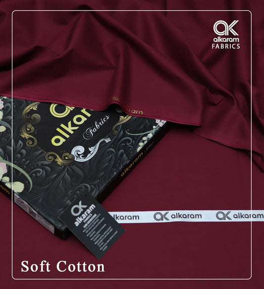 Alkaram Soft Cotton (Unstitched) Suit Red Color