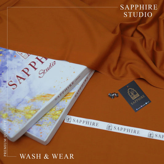 SPHR Men's Wash & Wear Unstitched Suit  Orange Color