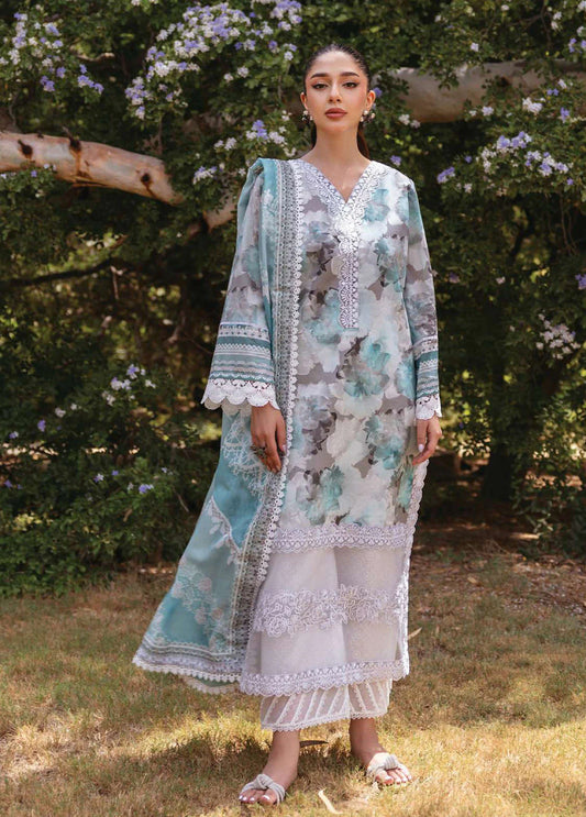 ZNB CHTANI Lawn Unstitched three-piece With Embroided Patch