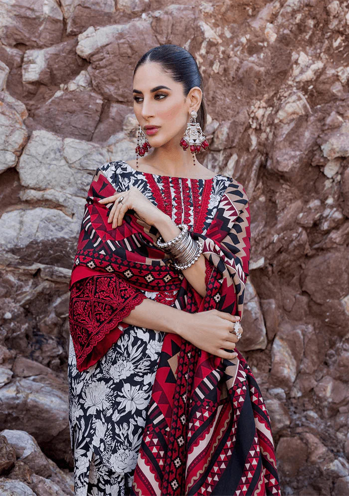 ZNB CHTANI Lawn Unstitched three-piece With Embroided Patch