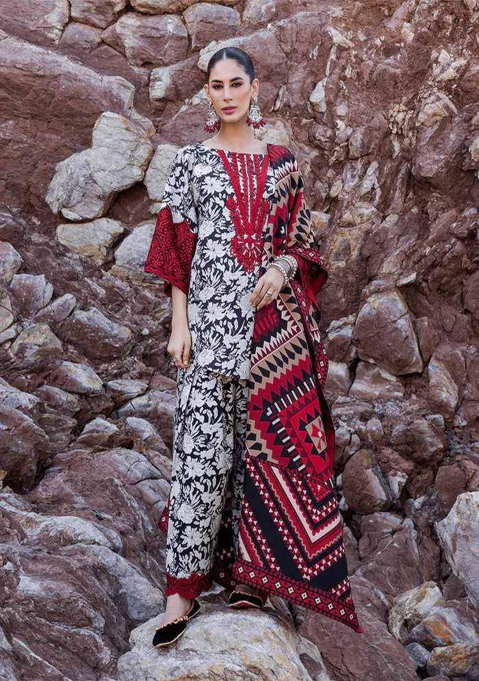 ZNB CHTANI Lawn Unstitched three-piece With Embroided Patch